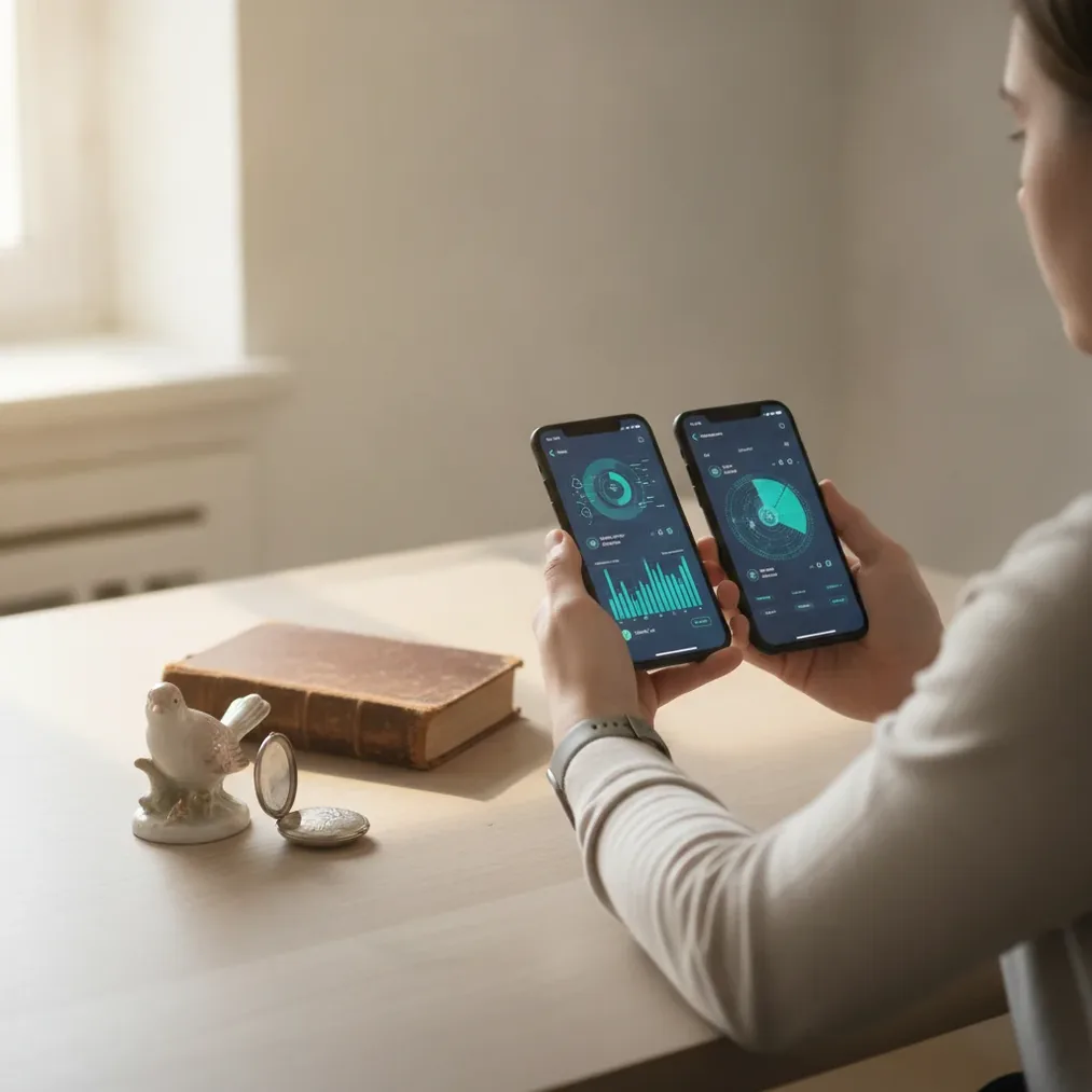 Person comparing the best apps for finding an item's value from a photo