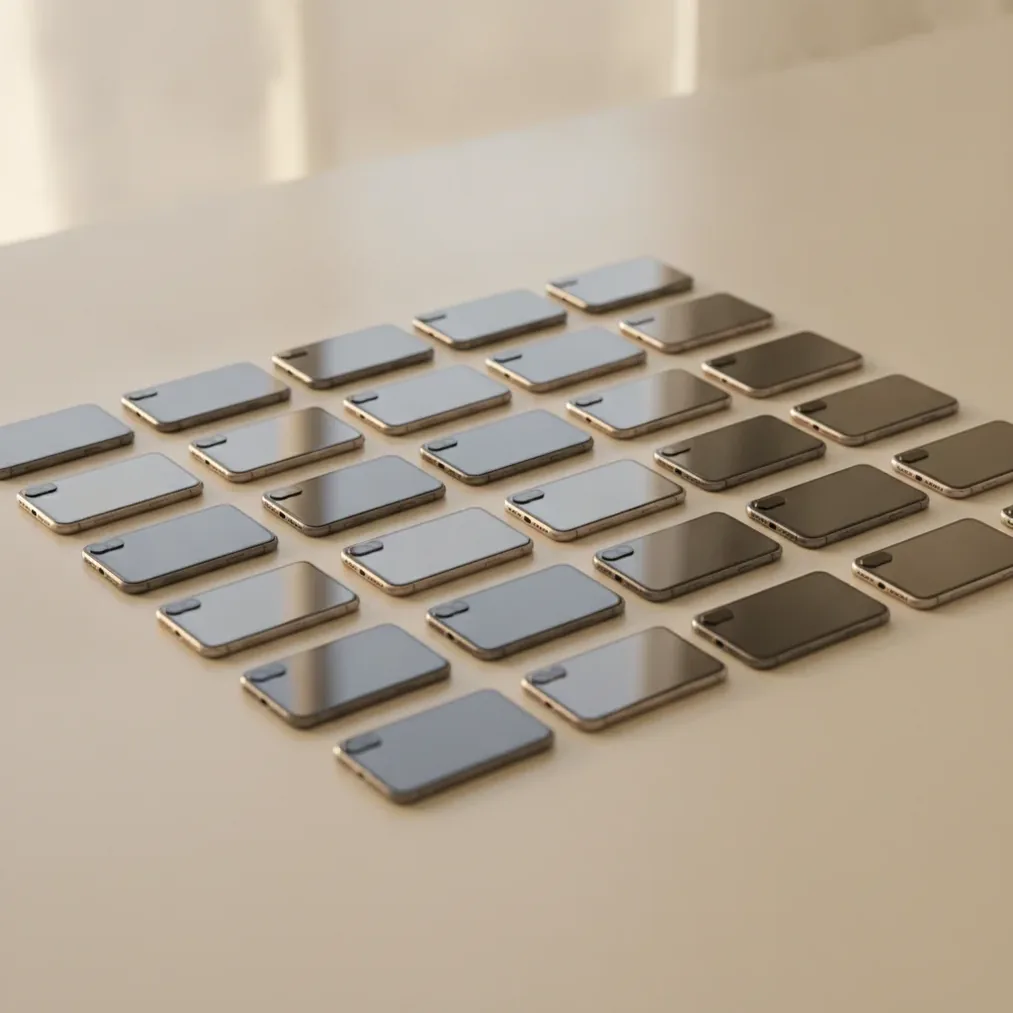 Used phones arranged by model, storage capacity and condition grade